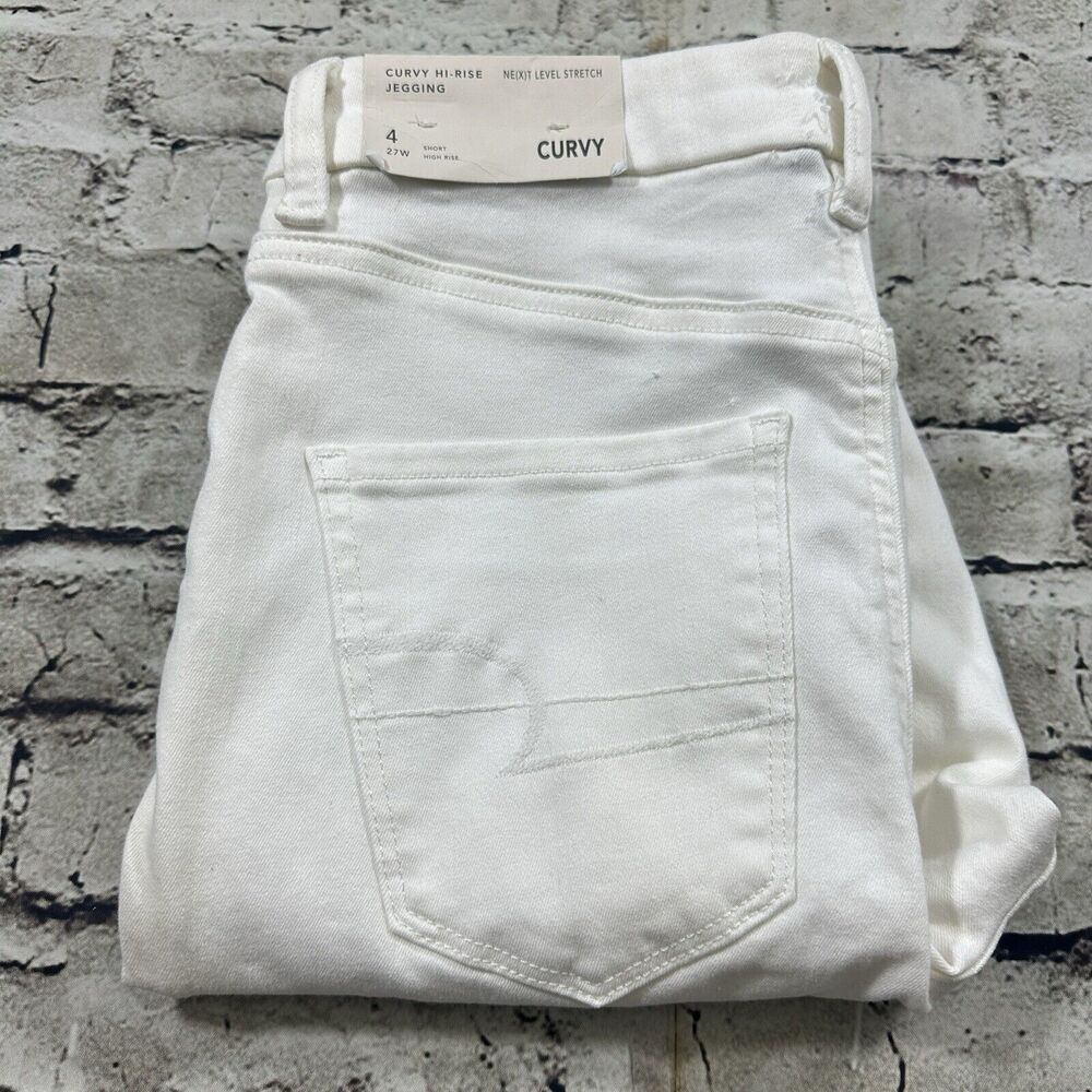 American‎ Eagle Jeans Womens 4/27w White Curvy Hi-rise Jegging Denim Pants